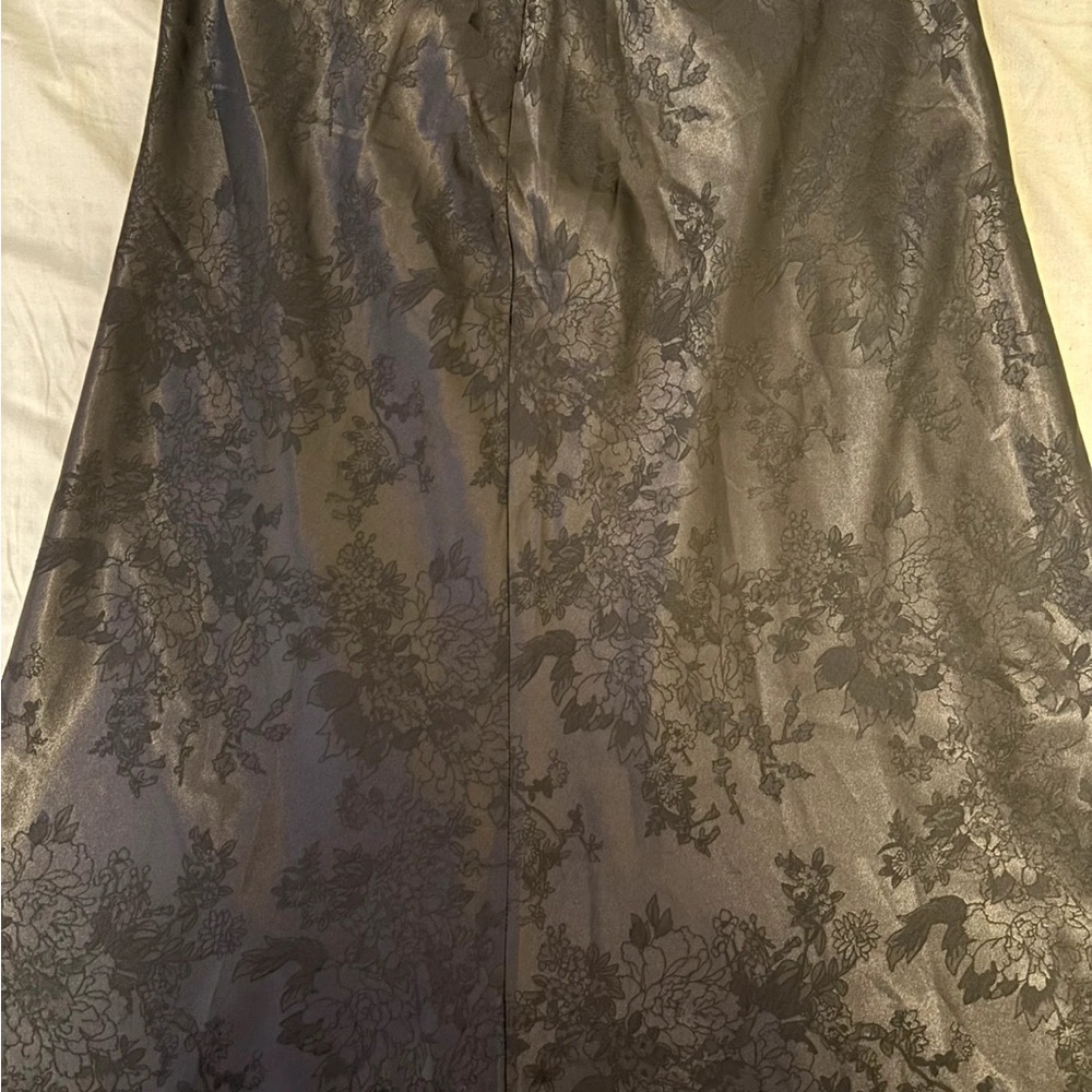 shein satin black long skirt